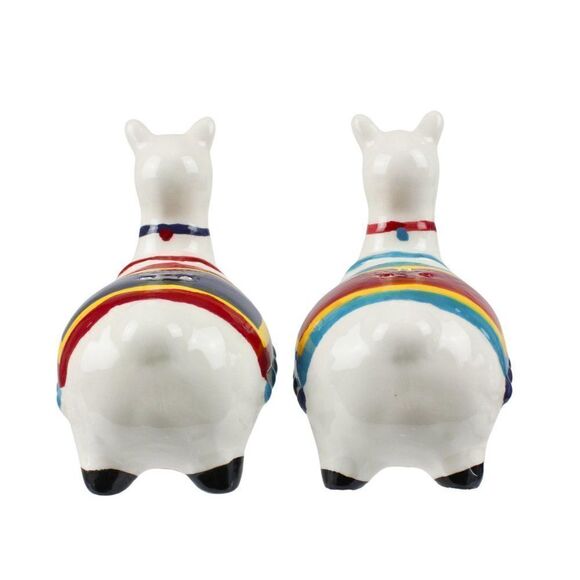Peruvian Llamas Salt and Pepper Shakers Ceramic Cottagecore Kitsch Colorful - Picture 4 of 6